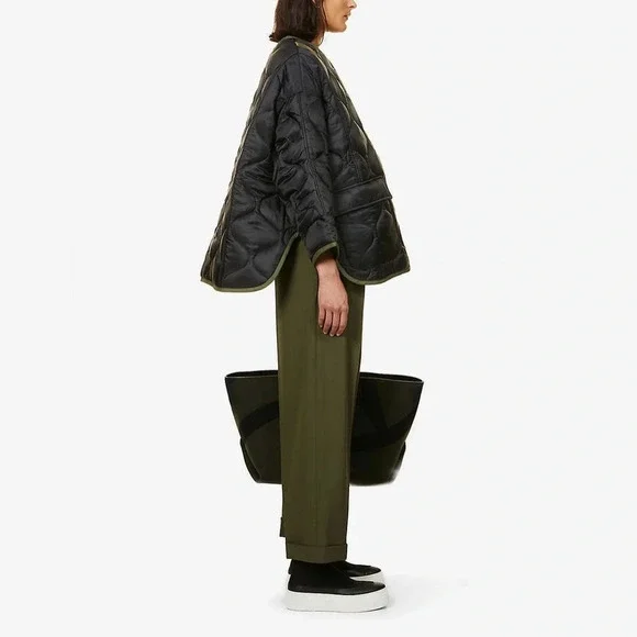 Frankie Shop Teddy black & olive green oversized quilted jacket M/L - Picture 2 of 10